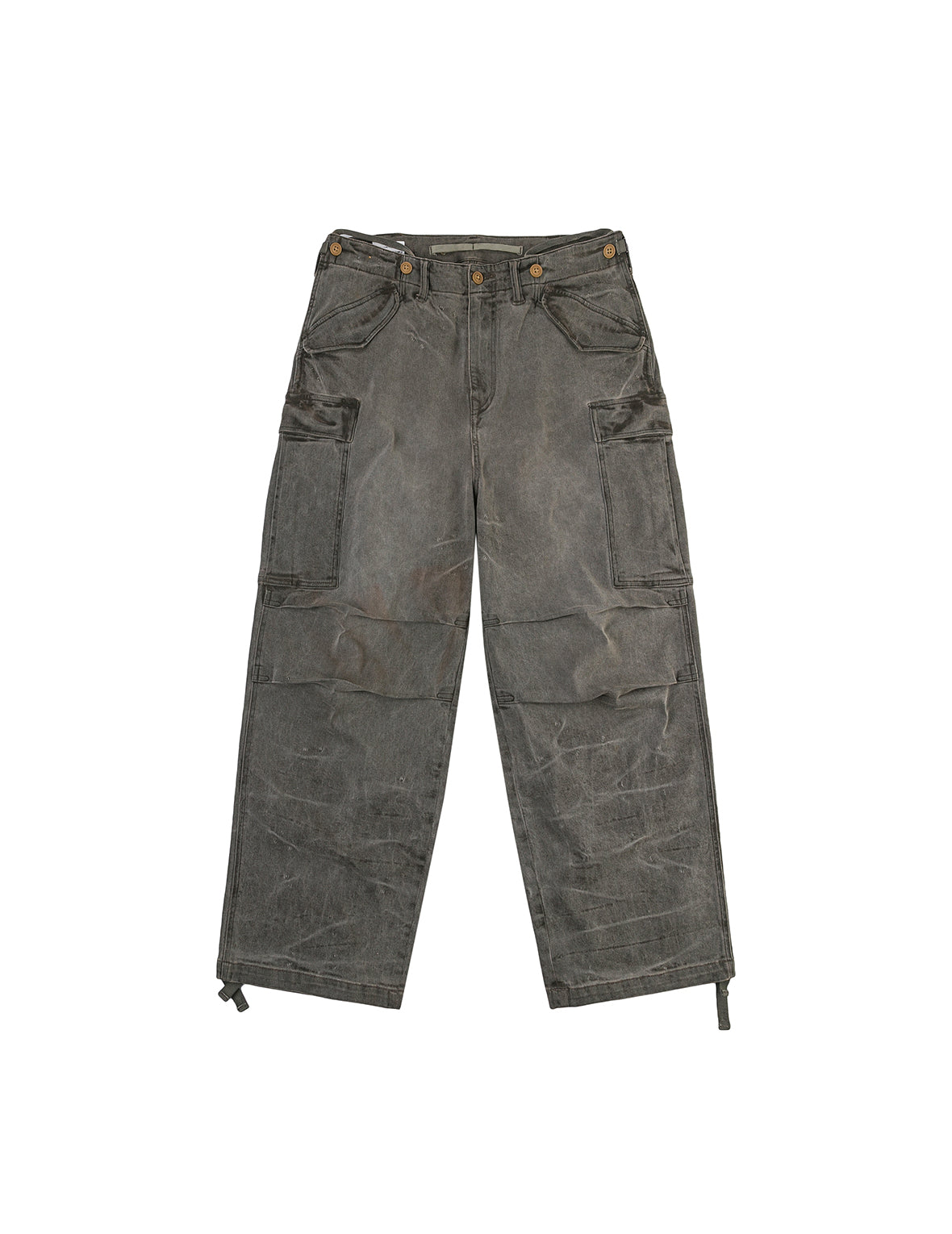 Washed Daicock Embroidery Wide-leg Cargo Jeans